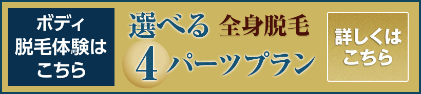 夏得キャンペーン 少しだけお試ししたい方に 全身脱毛「選べる4パーツプラン」